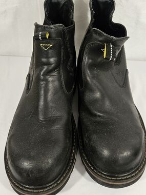 Men's Black Leather Slip-On Work Boots #286